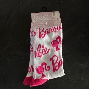 Barbie Pink and White Logo Socks NWT